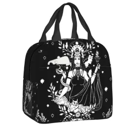 Occult Witch Bats Lunch Bag Goth Thermal Cooler Insulated Lunch Box For Women Kids School Children Beach Travel Food Tote Bags