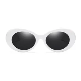 YOOSKE Clout Goggles Kurt Cobain Sunglasses Men Women Vintage Oval Sun Glasses UV400 Retro Female Male White Black Sunglass