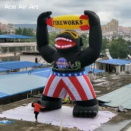 8mH (26ft) with blower Inflatable Fireworks Rocket King Kong Fire Arrow Free Logo Giant Pop-up Gorilla Firework Model For Promotion