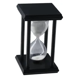 Schwarzer Holzhötzglas -Sand Timer großer weißer Sand Vintage Sandglass Timer 30 Minuten Sanduhr Büro