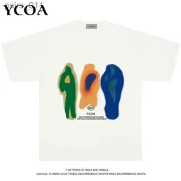 メンズカジュアルシャツメンズTシャツコットンサイズサイズの夏のプリントYcoaグラフィックハラジュクヒップホップルーズトップトップファッションY2K美的服YQ240409