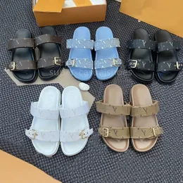 Designer Slippers Men Women sandals fashion Slides brand casual shoes beach shoes thick soled Adjusted Gold Buckles Summer Slipper