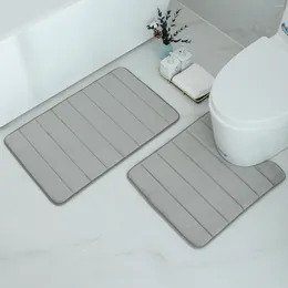 Carpets Olanly 2PC Bath Mat Set Absorbent Rectangle Shower Carpet Non-Slip U-Shaped Toilet Pads Decoration Soft Memory Foam Bathroom Rug