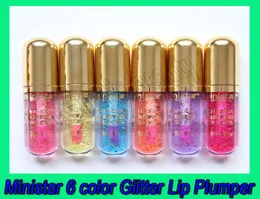 Nya läppar makeup ministar 6 färg glitter läpp plumper glans 24k gyllene paljetter 3d hydra plumping lipgloss clear gradvis lång senast9930660