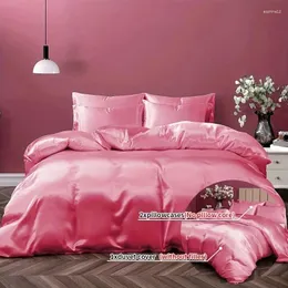 Bettwäsche -Sets Einfacher Farben Satin Set Weich bequeme Bettdecke für Schlafzimmer Gästezimmer (1 2 Kissenbezüge ohne Kern)