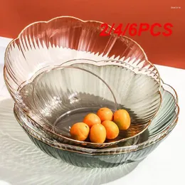 Plates 2/4/6PCS Fruit Plate Plastic Ins Wind Corner Flow Design Round Smooth Bowl Kitchen Accessories Tableware Cake Dessert