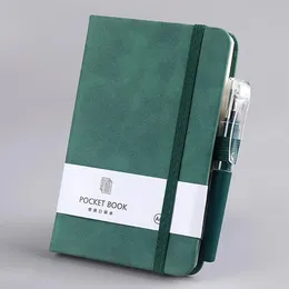A6 Pocket Notebooks com caneta 200 páginas Catilhas em couro notebook para presentes Planejamento de presentes e periódicos material escolar de artigos de papelaria 240409