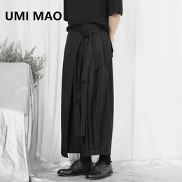 Męskie spodnie UMI Mao Yamamoto ciemna szeroka noga na wiosenne lato swobodny rycerz oryginalny asymetryczne uprawa dziewięć spodni