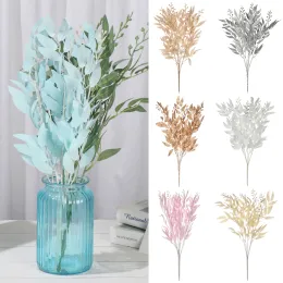 1pc Weihnachten künstliche falsche Seidenpflanze Weidenblatt Faux Laub Eukalyptus Blume Dekor Hochzeit Weihnachtskranz Wohnkultur