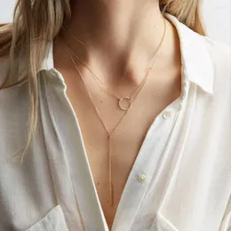 Hänge halsband kvinnors halskedja minimalistiska rostfritt stål halsband för kvinnor hänger chokers fahion smycken 2024 2 ste