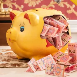 Cute Pig Piggy Bank Saving Secret Large Living Room Ceramic Hidden Safe Coin Money Box Paper Money Enfant Piggy Bank Home Decor