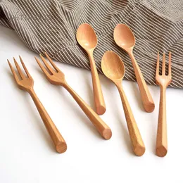 Forks Portable Creative Dessert Ice Cream Wood Handle Kitchen Wooden Spoon Spoon Offensils