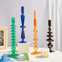 Candle Holders Retro Glass Holder Floriddle Candlestick Home Wedding Decoration Stick Nordic Table Livingroom Decor