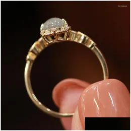 Sacchetti di gioielli sacchetti calcedony gurde -permeabile anello moonstone in pietra d'oro versatile design semplice.Dropseying confezione dis Dhgfe