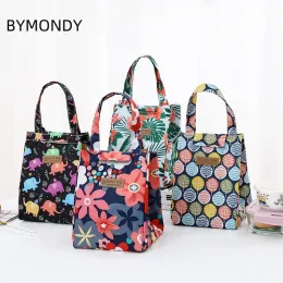 Bymondy Bohemian Style Thermal Lunch Box Påsar för kvinnor Office Design Portable Isolated Storage Bag Picnic Tote Cooler Handväskor