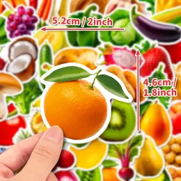 50PCS Vivid Fruit & Vegetables(Grape Cherry Carrot Broccoli) Stickers Pack ,Waterproof Vinyl Stickers for Laptop phone