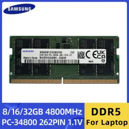 Rams Samsung Memoria RAM DDR5 8GB 16GB 32GB 4800MHz PC534800 1.1V 262 PIN للكمبيوتر المحمول للكمبيوتر.