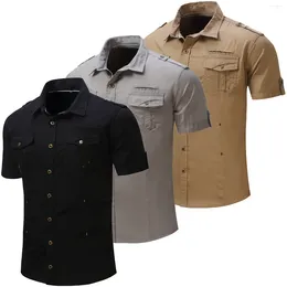 Camicie casual maschile 2024 camicia militare a maniche corte