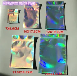 Ankunft Holographic Color Mehrere Verpackungsgrößen wiederverschließbarer Geruchsschutzbeutel Folienbeutel Beutel Flat Reißverschluss Bag für Party bevorzugt Food S6792370