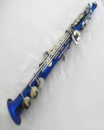 High Gality Blue Bflat Professional Soprano Saxofone Chaves Goldplated Keys ProfessionalGrade TOM SAX Soprano Instrument5375721