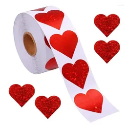 Party Decoration 300st/Roll Sparkle Heart Stickers Red Love Scrapbooking Adhesive Sticker For Valentines Day Wedding Present Box Bag 1 ''