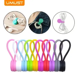 Umust Reusable Magnetic Cable Ties、コードオーガナイザー、束ねたもののためのシリコン磁気コードタイ、ブックマーカー冷蔵庫マグネット