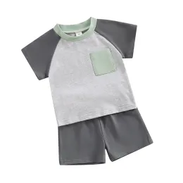 Kupretty Toddler Baby Boy Summer Block Block T-Shirts Shorts 3 6 9 12 18 24 24 Monte Set di abiti 2T