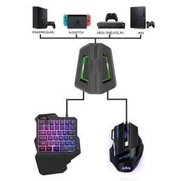 COMBOSE RGB Tastiera da gioco retroilluminata e combinazioni di mouse Topi tastiera a mano 3200 dpi con convertitore di gioco per PS4 Xbox Nintendo Switch