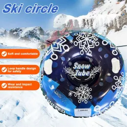 Aufblasbare Schneerohrschlitten Doppelgriff Ski Ringventil Design PVC Rodelöhrchen Winter im Freien Spielzeug Kinder Erwachsene Ski Kreis