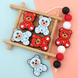 5 pezzi per perle di silicone per bambini che masticano teetherte orso cucciolo perle graziose per clip del ciuccio