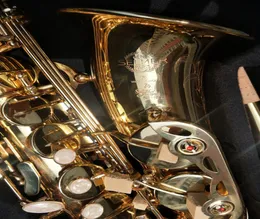 Hochwertige Super -Action 80 -Serie -II -Saxophon Gold Alto Full Flower Eb Melune 802 Modell E flach Saxelen mit Schilfledermundmundp3881577