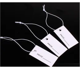 1000pcs 1733cm um lado impresso tags de papel branco com etiquetas elásticas de string penduradas rótulo para jóias krkkx7103792