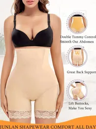 Shapers feminina junlan short de cintura alta renda de barra de barra