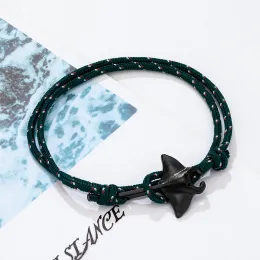 Animais do oceano fofo manta ray raça homens mulheres ajustáveis paracord corda casal pulseiras de verão praia surf party bangle presente