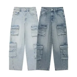 Pantaloni cargo di moda femminile Donne American retrò jeans gamba larga larga harajuku hip hop y2k pantaloni semplici versatili 240401