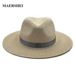 Chapéu de palha em forma de topo do Panamá Mulheres Mulheres de largura Brim Beach Sun Cap Protection UV Fedora Wedding Hat240409