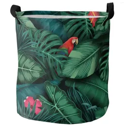 Waschbeutel tierische Papagei tropische Pflanze grünes Blatt schmutziger Korb gefaltbarer Hausorganisator Kleidung Kinder Spielzeug Aufbewahrung