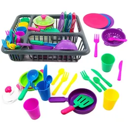 Simulering av bordsartiklar Hushållning Toys Creative Color Knife Fork Spoon Plate Kitchenware Kitchen Game Play Play Children 240407