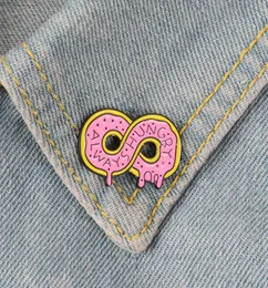 Cartone animato cartone animato Pink Donut metal kawaii smalto bottoni badge gallietta camicia jeans sacca per scopi decorative per donne girls3795028