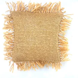 Pillow Macrame Cover Boho Paper Straw Wedding Pillowcase Home Vintage Decoration 45X45CM/40RD