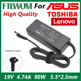 محول لـ ASUS/Toshiba/Lenovo AC Adapter A46C X43B A8J K52 U1 U3 S5 W3 W7 Z3 دفتر الملاحظات 19V 4.74A 90W 5.5*2.5 ملم شاحن محمول