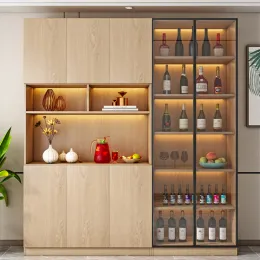 Hanging Bar Wine Cabinet Wood Glass Oak Shelf Mobile Wine Cabinet Whisky Display Shelves Ice Bucket Beverage Vinoteca Furniture