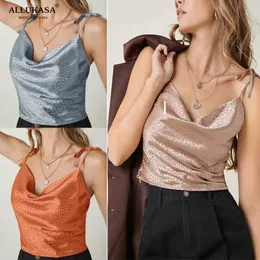 Kadın Tankları Camis Allukasa Pembe Omuz Kayışları Ön Dalmaçya Jacquard Satin Kadınlar Sevimli ve Büyüleyici Camis ve Üst J240409