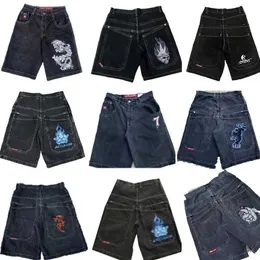 Shorts maschile Y2K Retro Gothic Pattern Stampato JNCO Denim Shorts 2000 Stile Hip Hop Bag Summer Mens Beach Jeans Jorts Shorts Gym J240409
