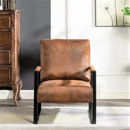 Möbler direkt klassisk mitten av århundradet modern accentstol med hållbar fyrkantig metallram, fåtölj för vardagsrum, sovrum