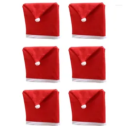 Stuhl Deckt mit Weihnachtshut -Cover -Set mit 6 Red Santa Slippcovers für das Restaurant Holiday Festival