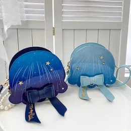 Xiuya Japanese Cute Lolita Messenger Bags Dreamy Creative Jellyfish Shoulder Bag For Women Pearl Bow Rivet Contrast Color Purse 240329