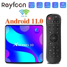 Caixa de TV Android 11 x88 Pro 10 4g 64GB 32 GB RockChip RK3318 1080P 4K 5G WiFi Support