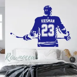 Anpassat namnnummer Höger vänsterhänt Hockey Wall Sticker Vinyl Home Decor Boys Room Teens Bedroom Ice Hockey Player Decal G026