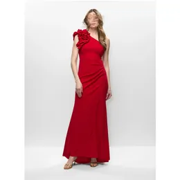 Elegant Party Evening One Shoulder Sexy Red Long Dresses For Formal Ocns 2024 Sleeveless Mermaid Prom Tail Gown Vestidos